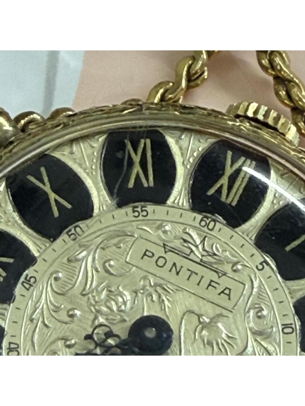 Pontifa gold filled/Plated/Rolled? watch necklace vintage 70s wind-up working! - Picture 4 of 8